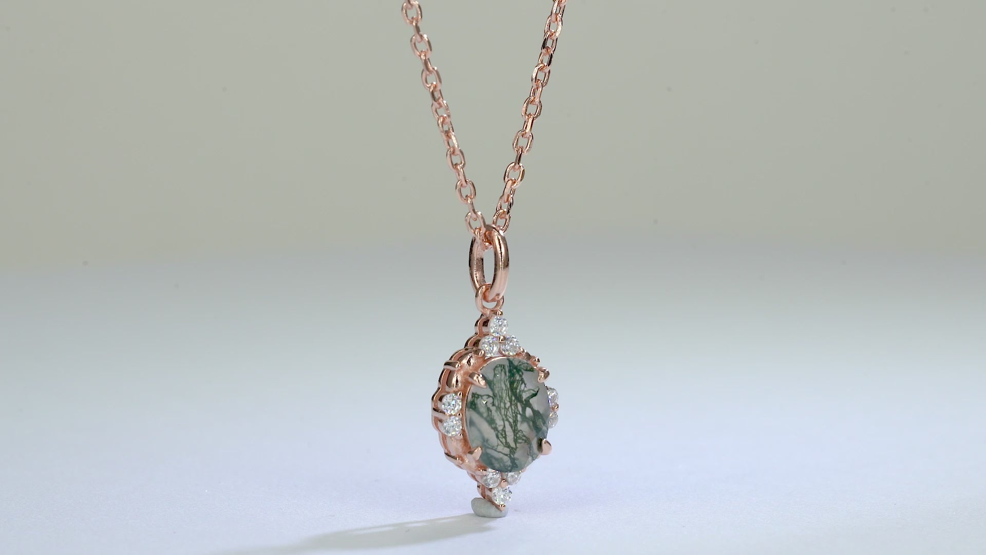 Brya Moss Agate Necklace Sterling Silver
