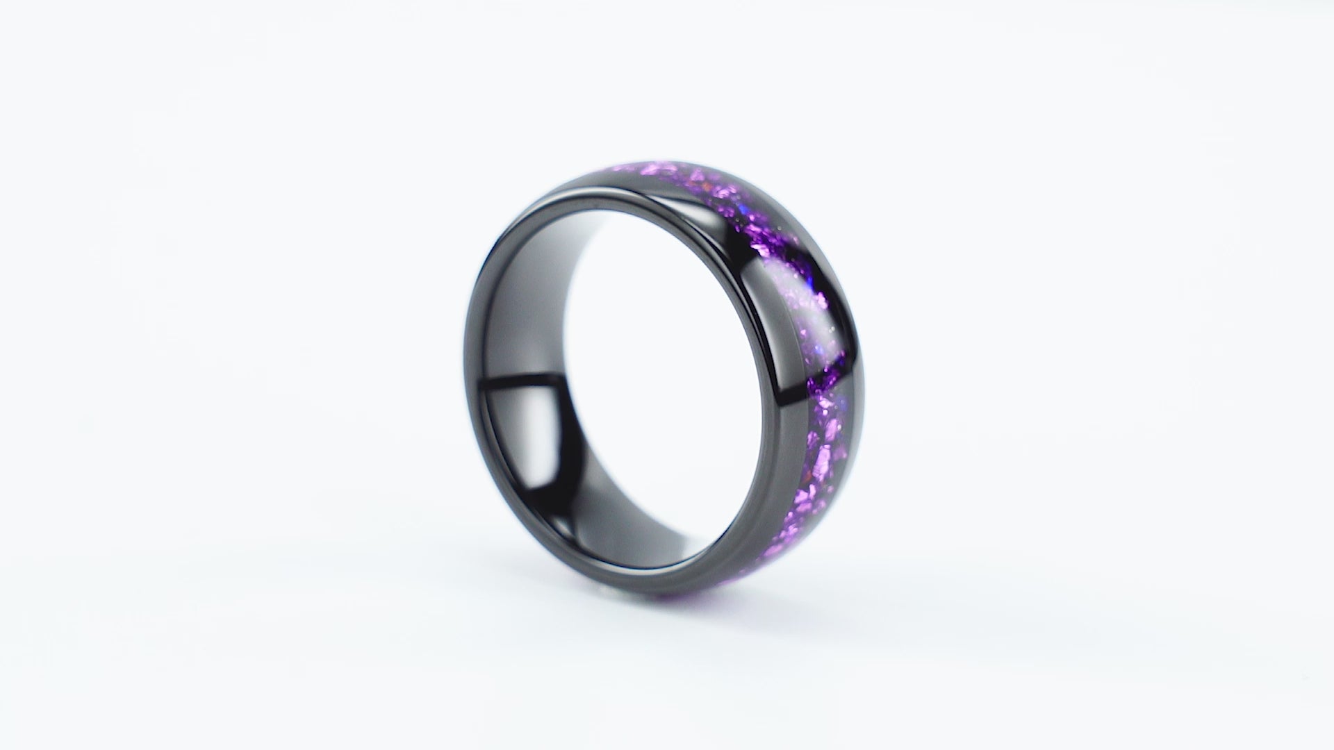 Esme galaxy alexandrite nebula tungsten ring design