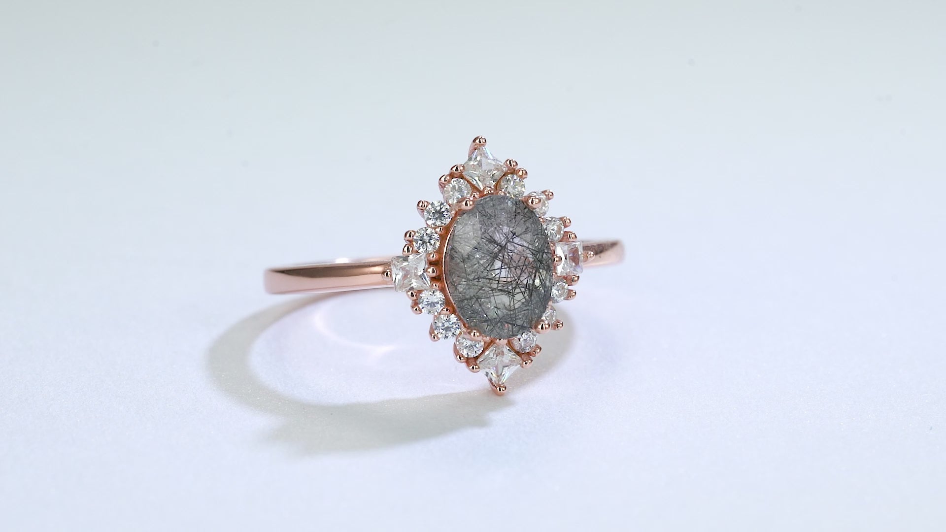 Wila black rutilated quartz ring in rose gold