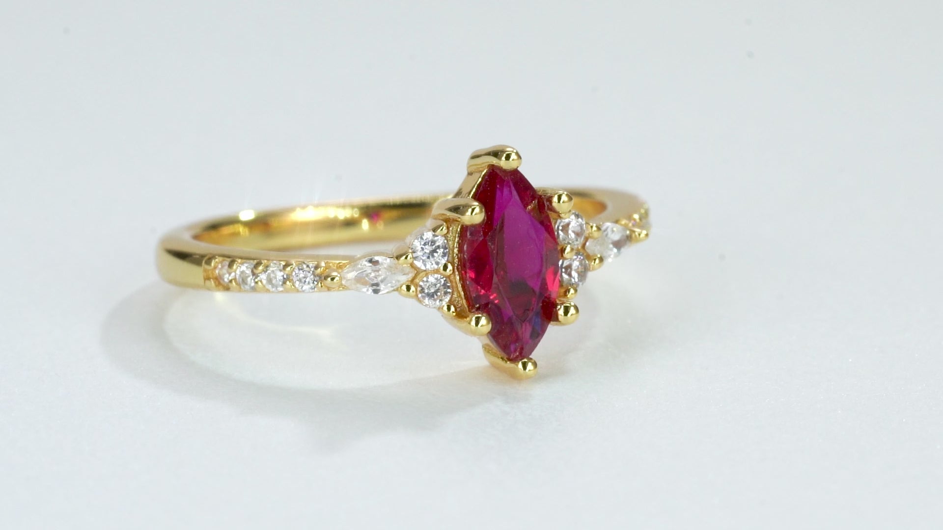 Marquise Ruby Ring in Gold Vermeil – Handcrafted Jewelry