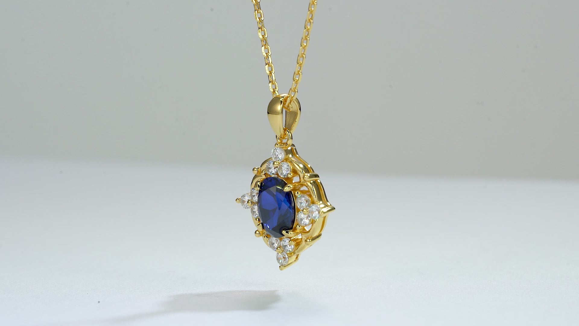 Sapphire necklace with rose gold setting and crystal accents | 14K Gold Vermeil
