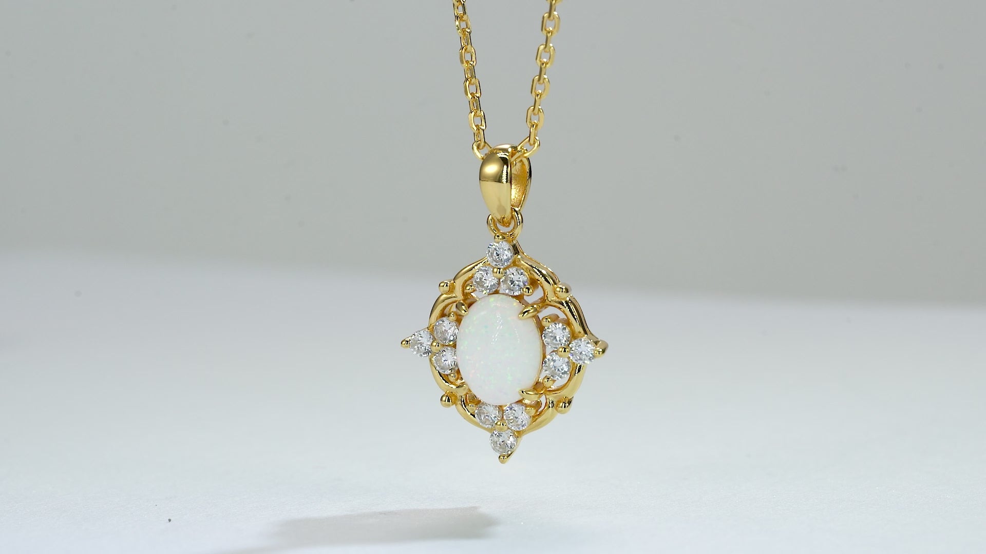 Fia Opal Necklace Gold with natural fire opal pendant