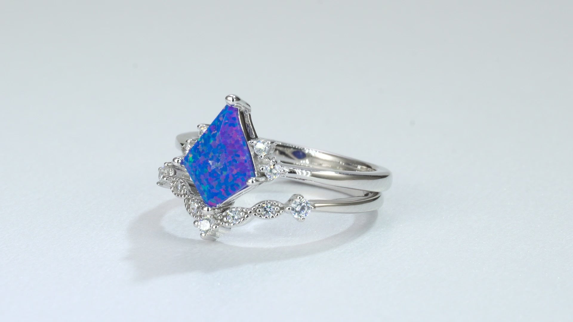 Royal Blue Fire Opal Ring with Sterling Silver Band