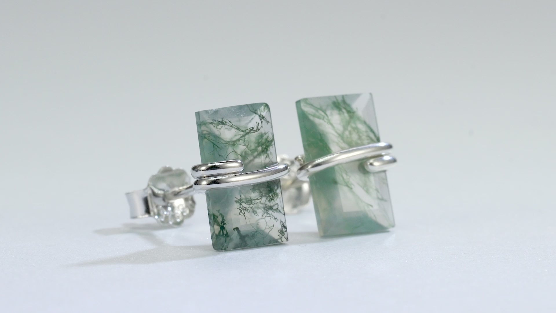 Gabi Moss Agate Earrings Rose Gold