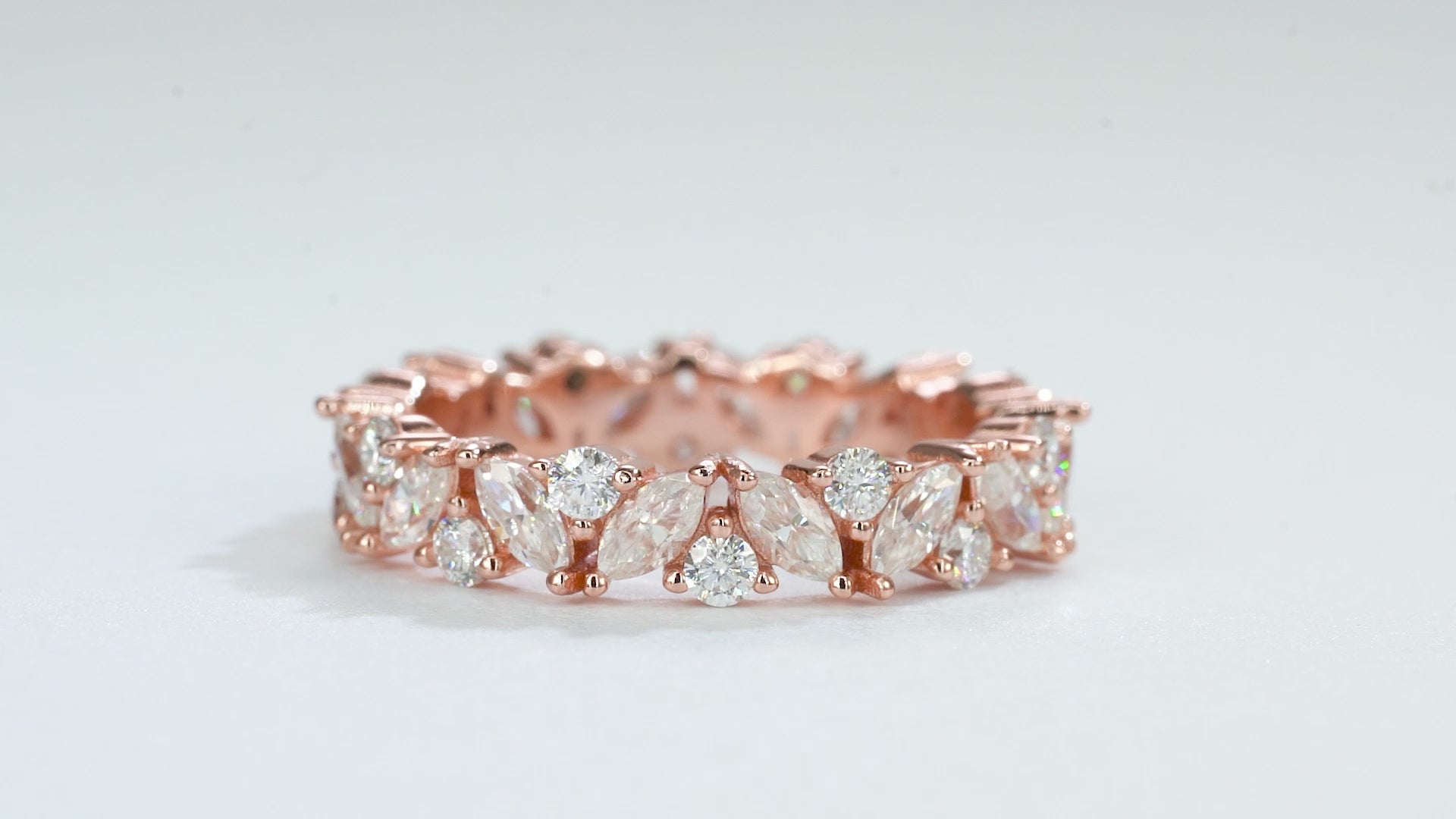 Abi Gemstone Marquise and Round Wedding Band Sterling Silver