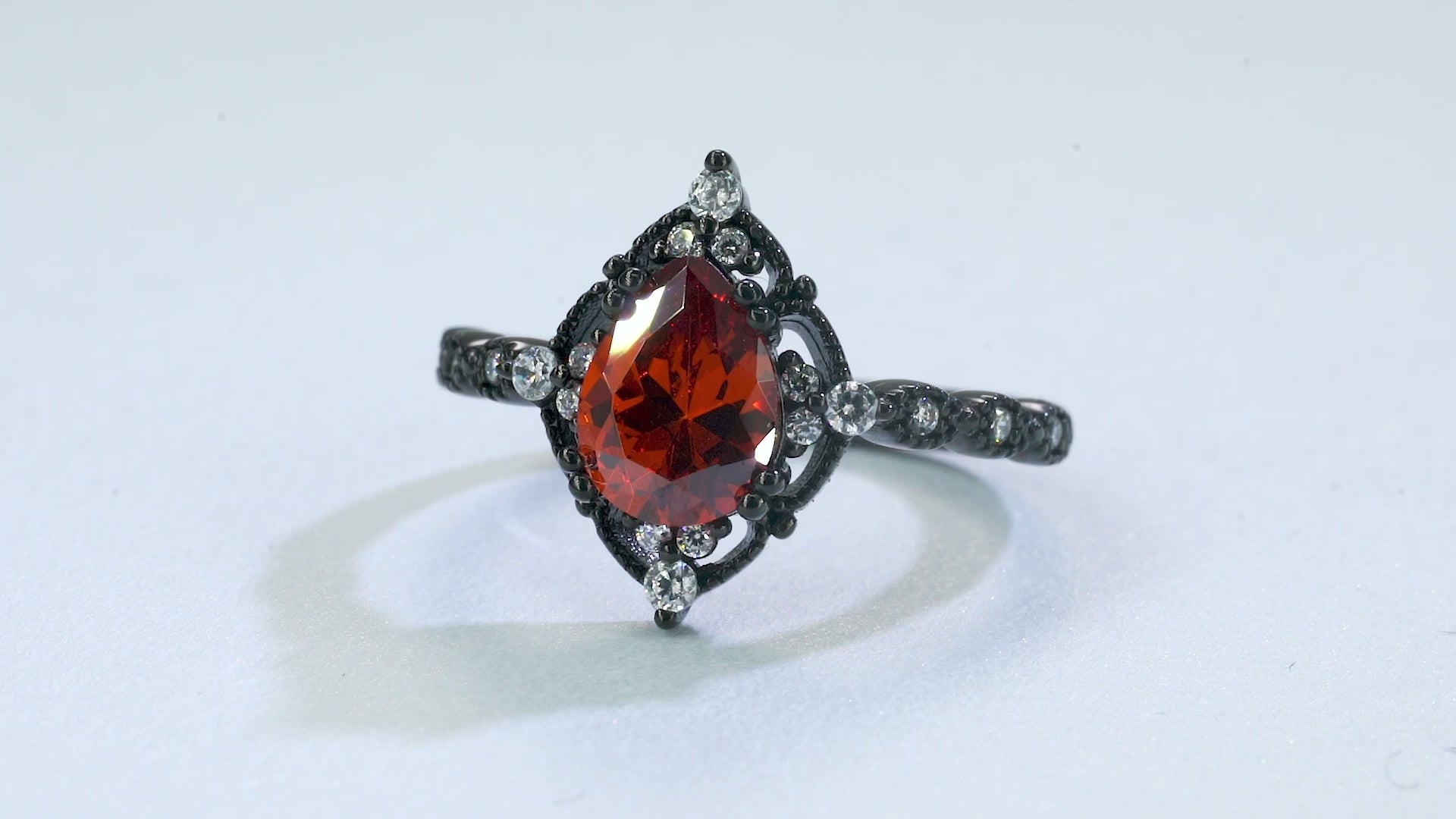 Gloria garnet and black gold vermeil ring