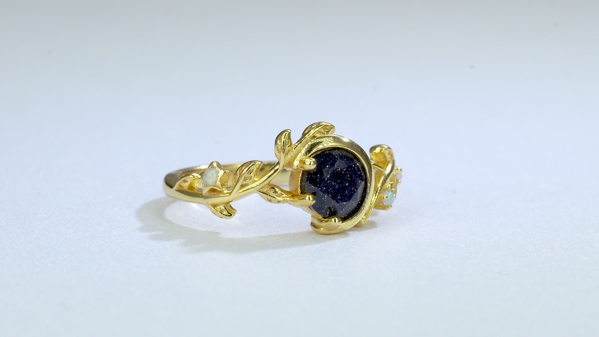 Tanya Sandstone and Opal Ring with gold-tone setting