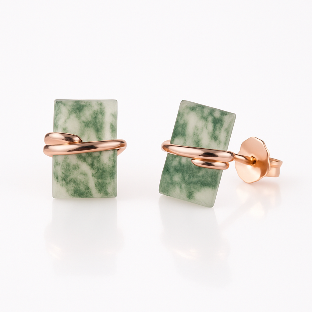 Gabi Moss Agate Earrings Rose Gold