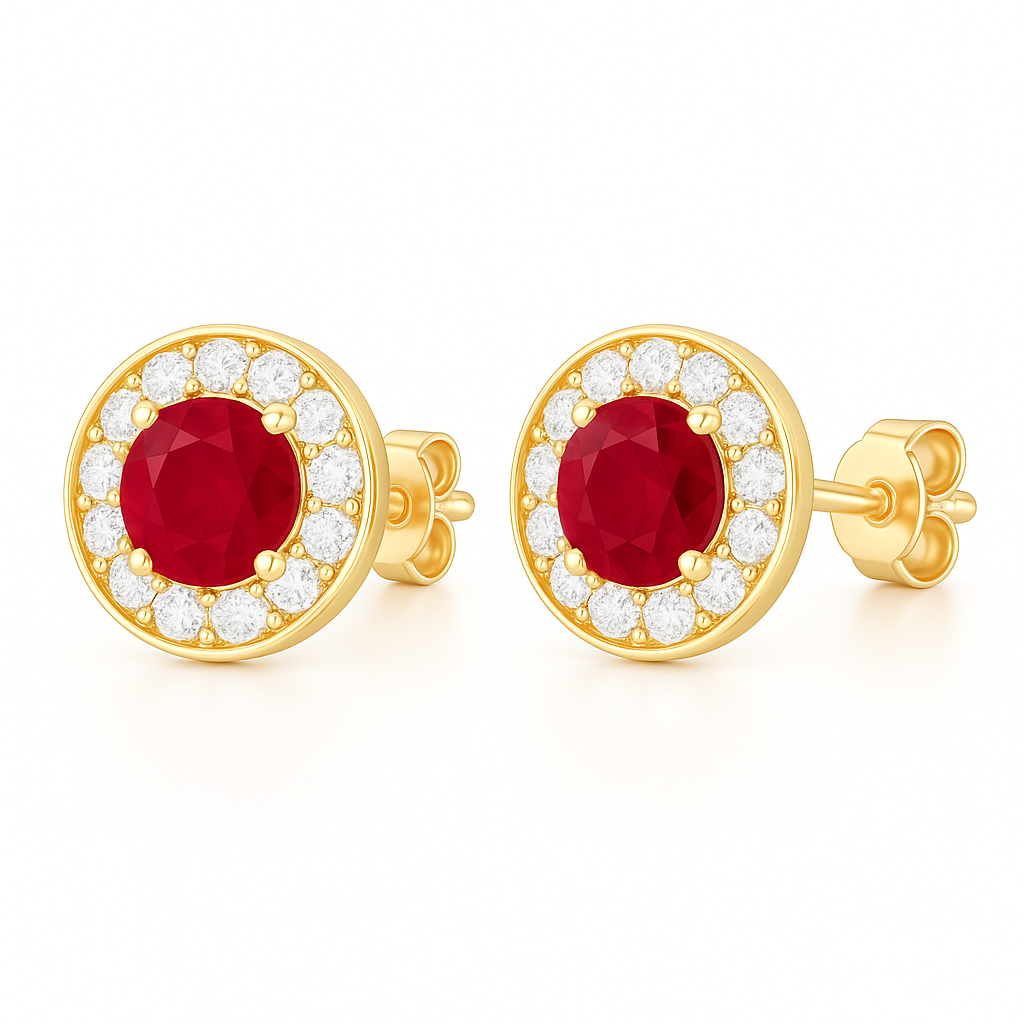 Jia Ruby Earrings Gold
