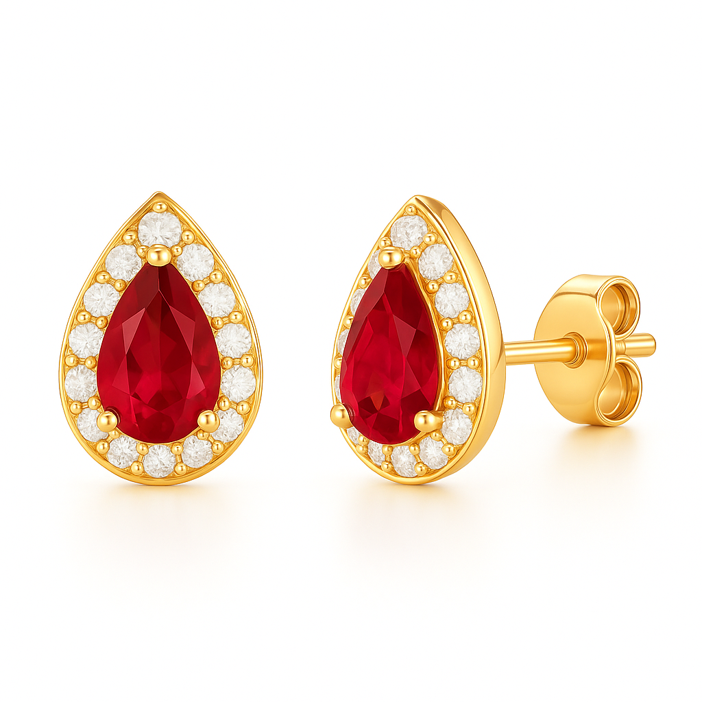 Ina Ruby Earrings Gold