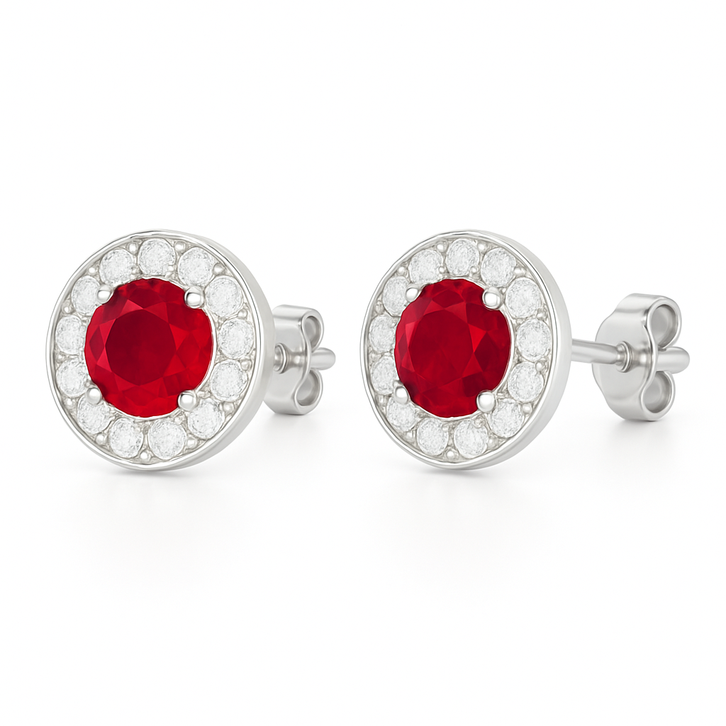Jia Ruby Earrings Sterling Silver