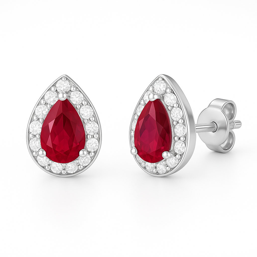 Ina Ruby Earrings Sterling Silver