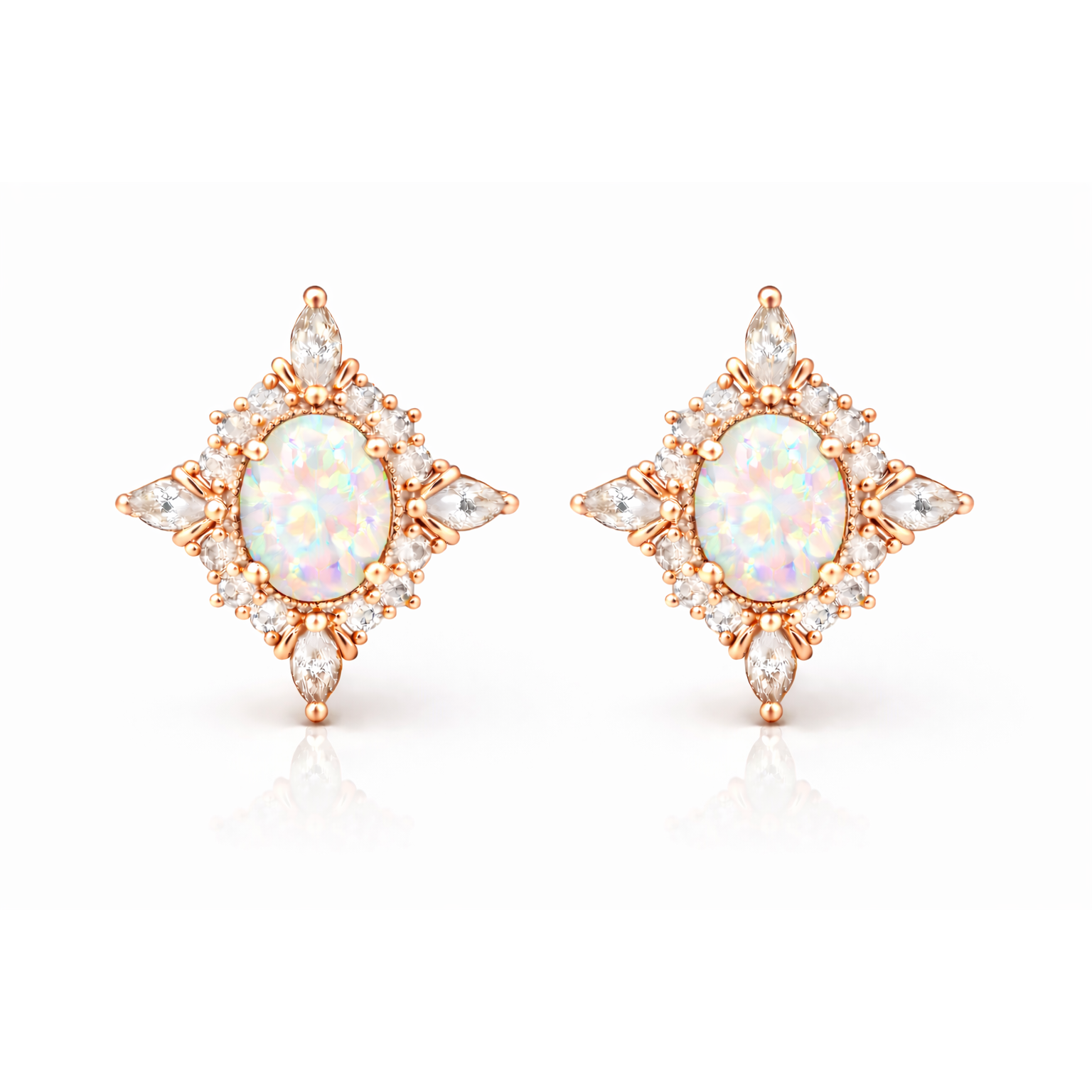 Mia Opal Earrings Rose Gold