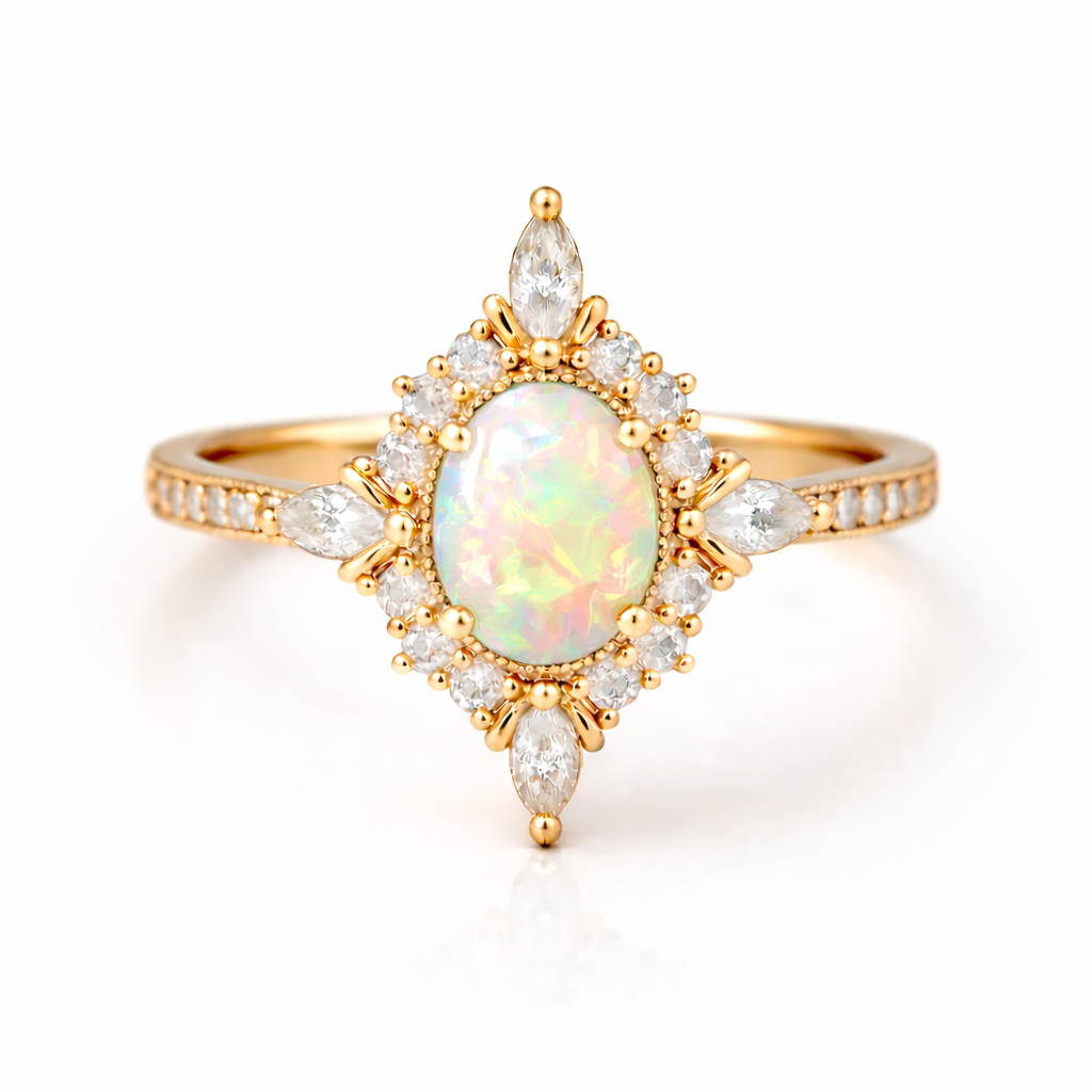 Mia Opal Ring Gold