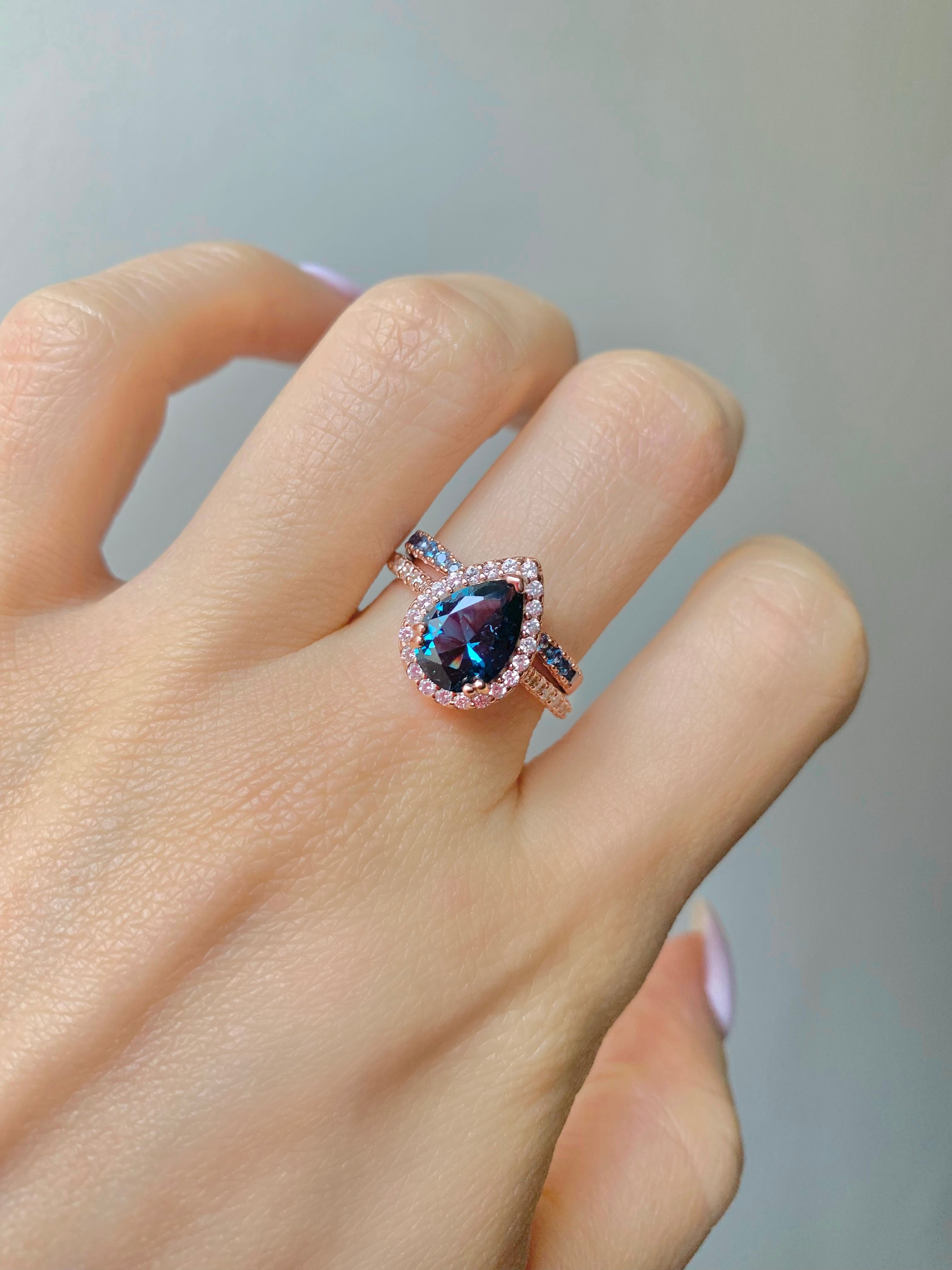 Nia & Esi London Blue Topaz Ring Set