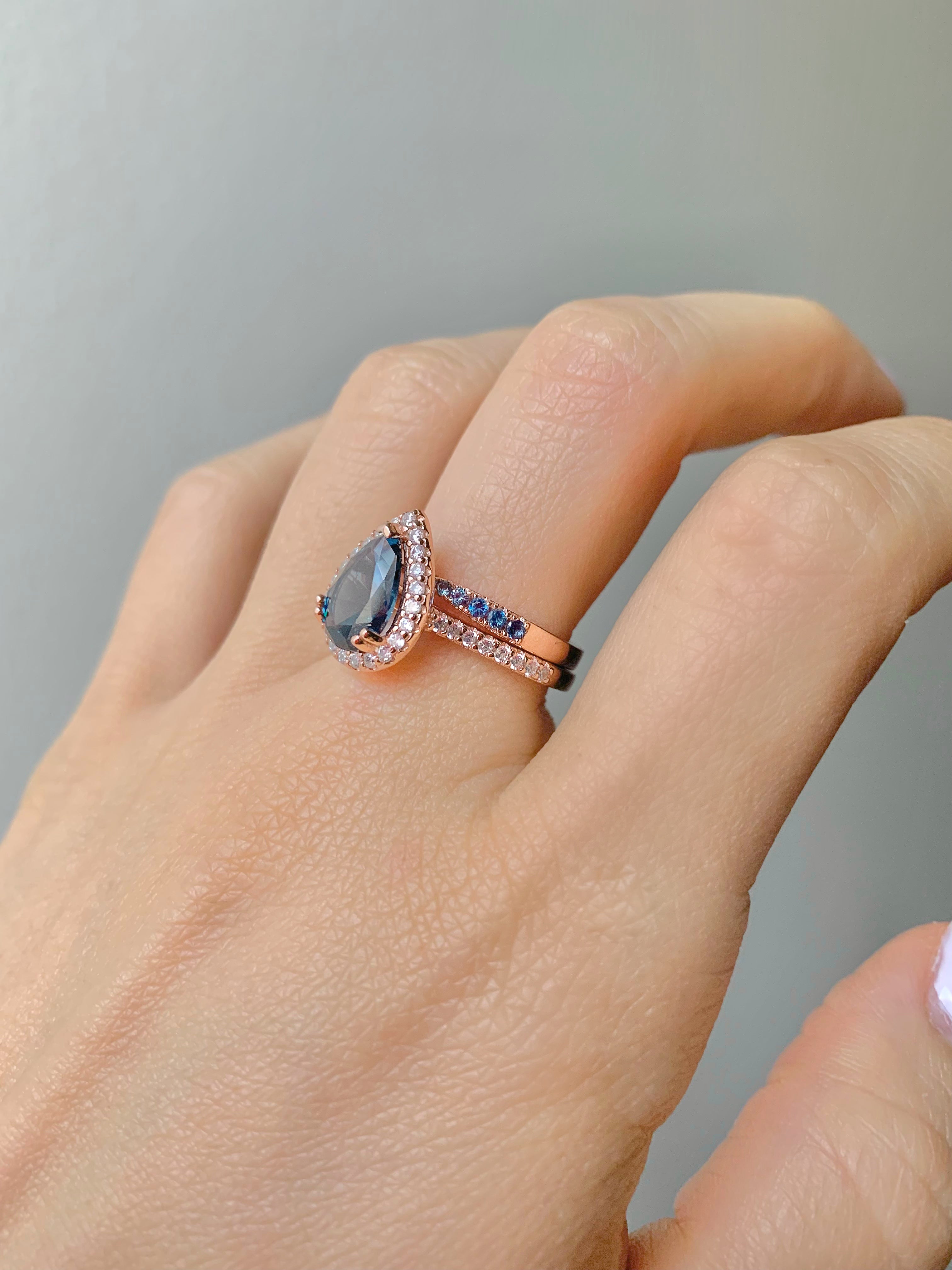 Nia & Esi London Blue Topaz Ring Set