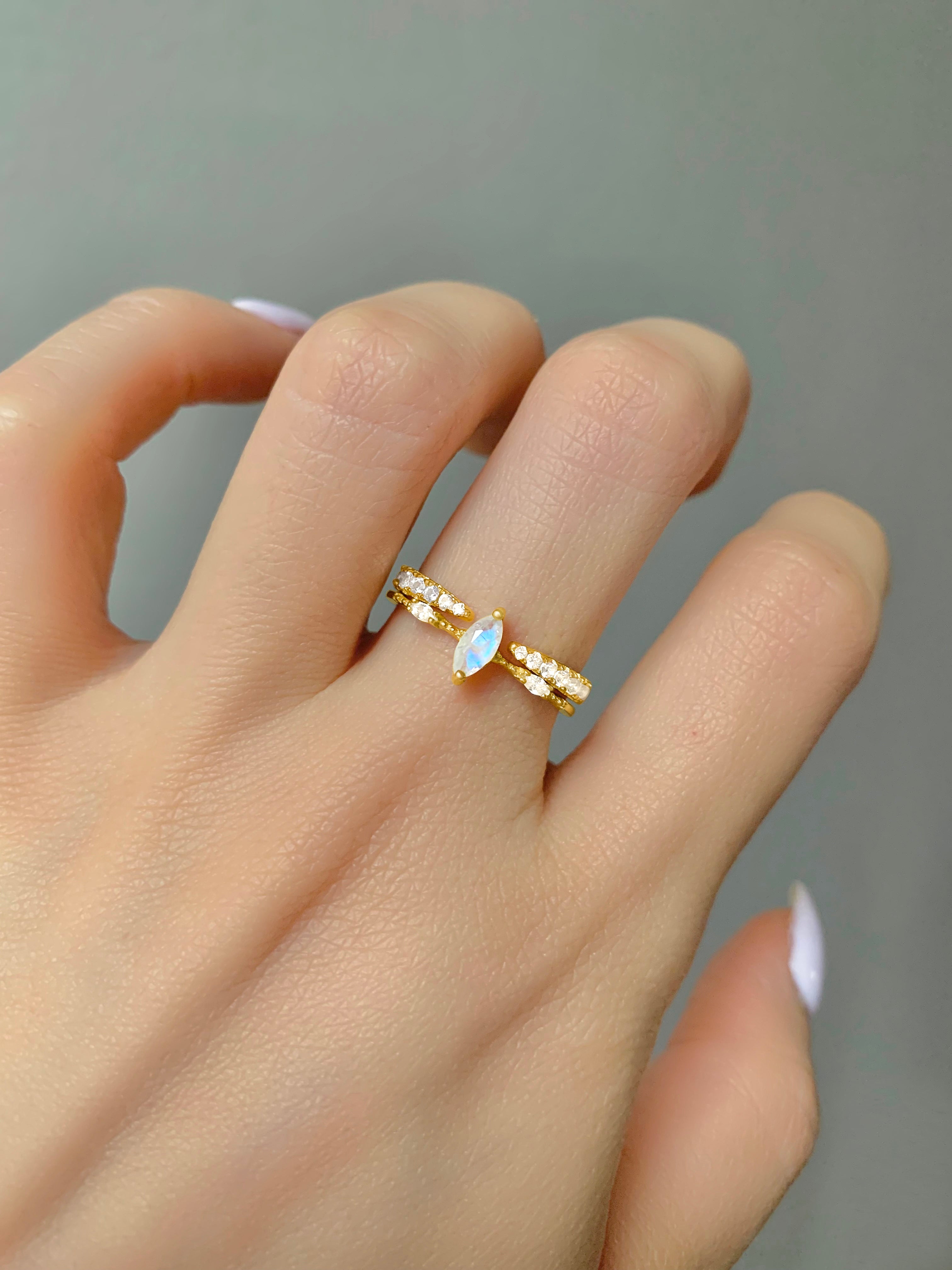 Esi & Aya Moonstone Ring Set