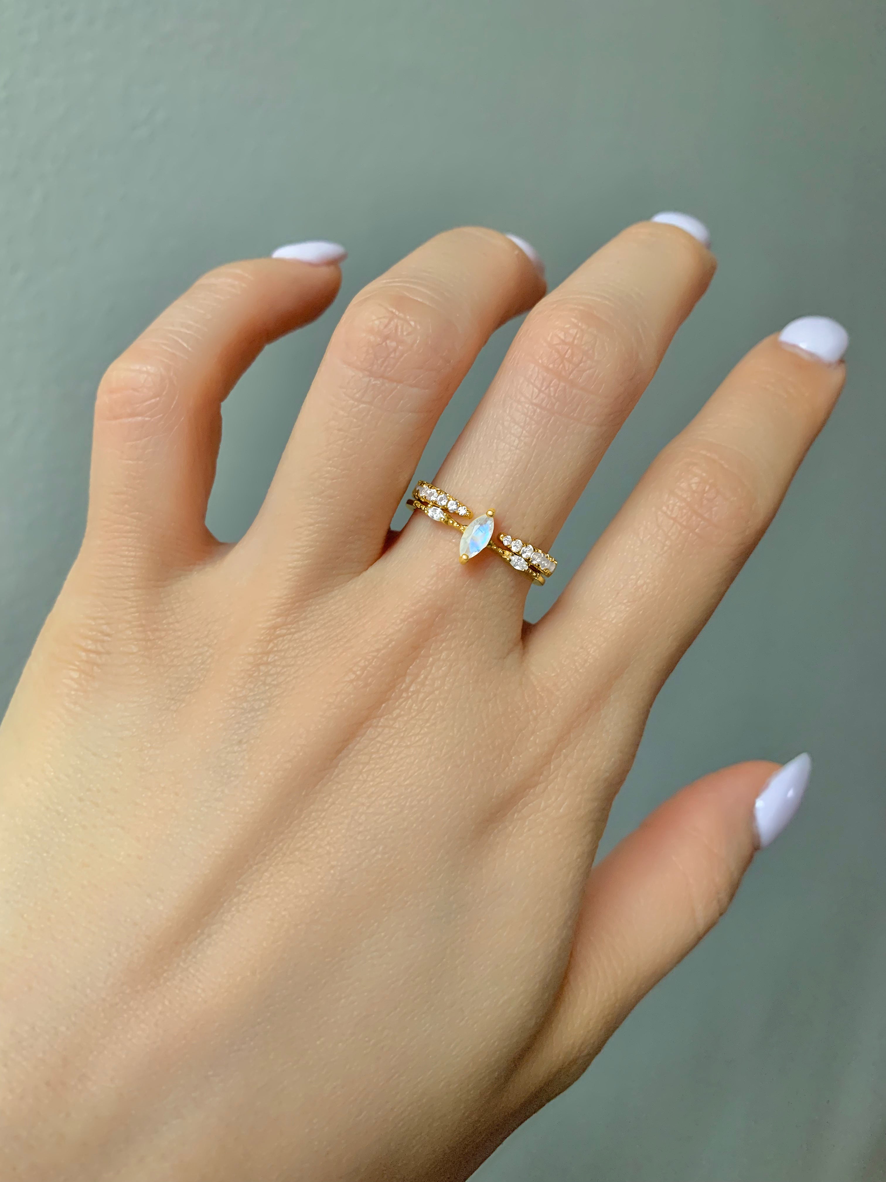 Esi & Aya Moonstone Ring Set