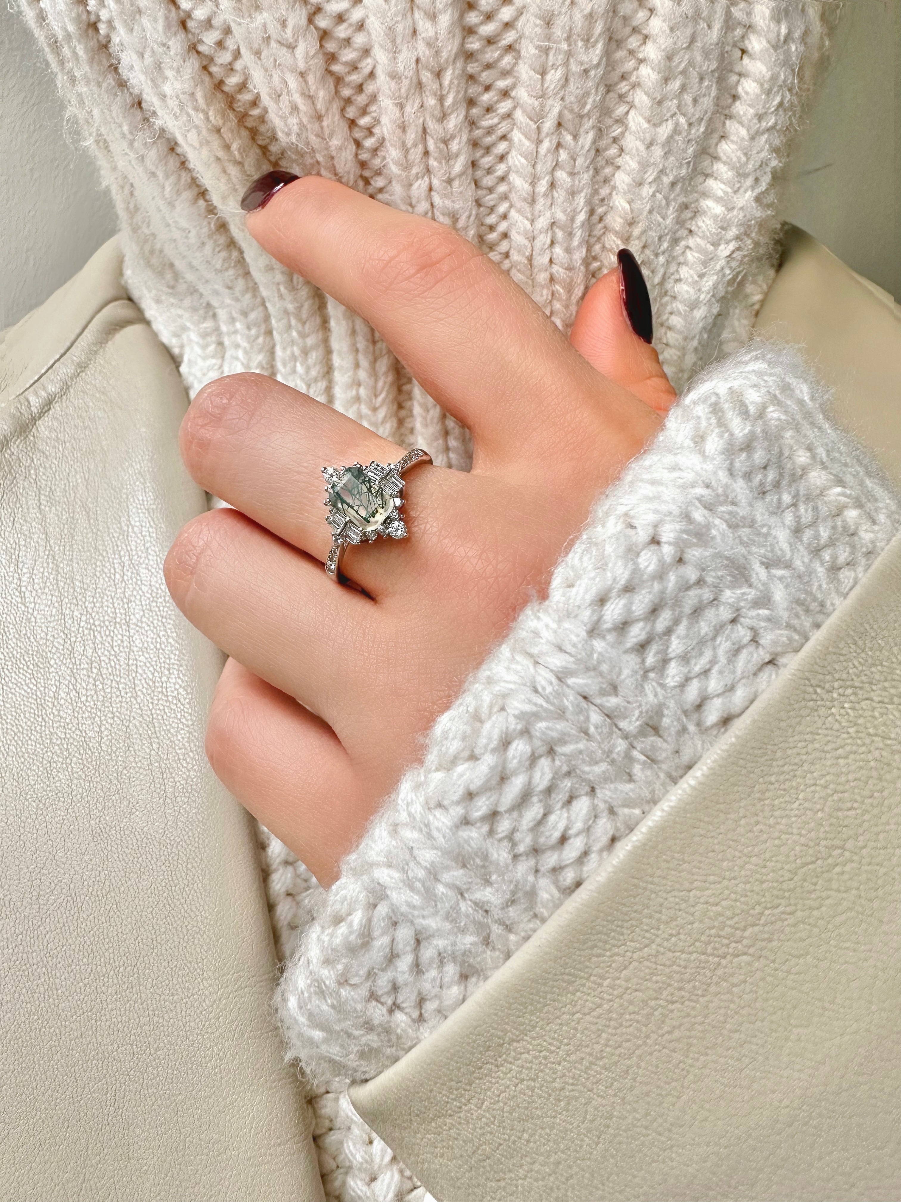 Sea Green Moss Agate Ring