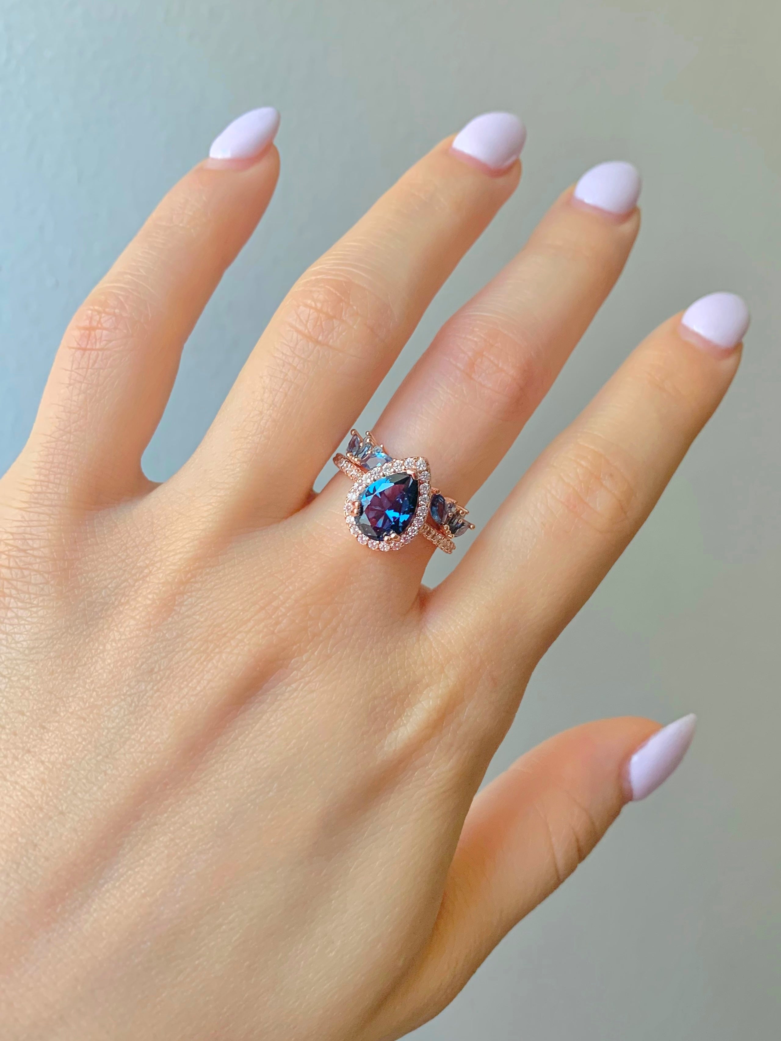 Nia & Hye London Blue Topaz Ring Set