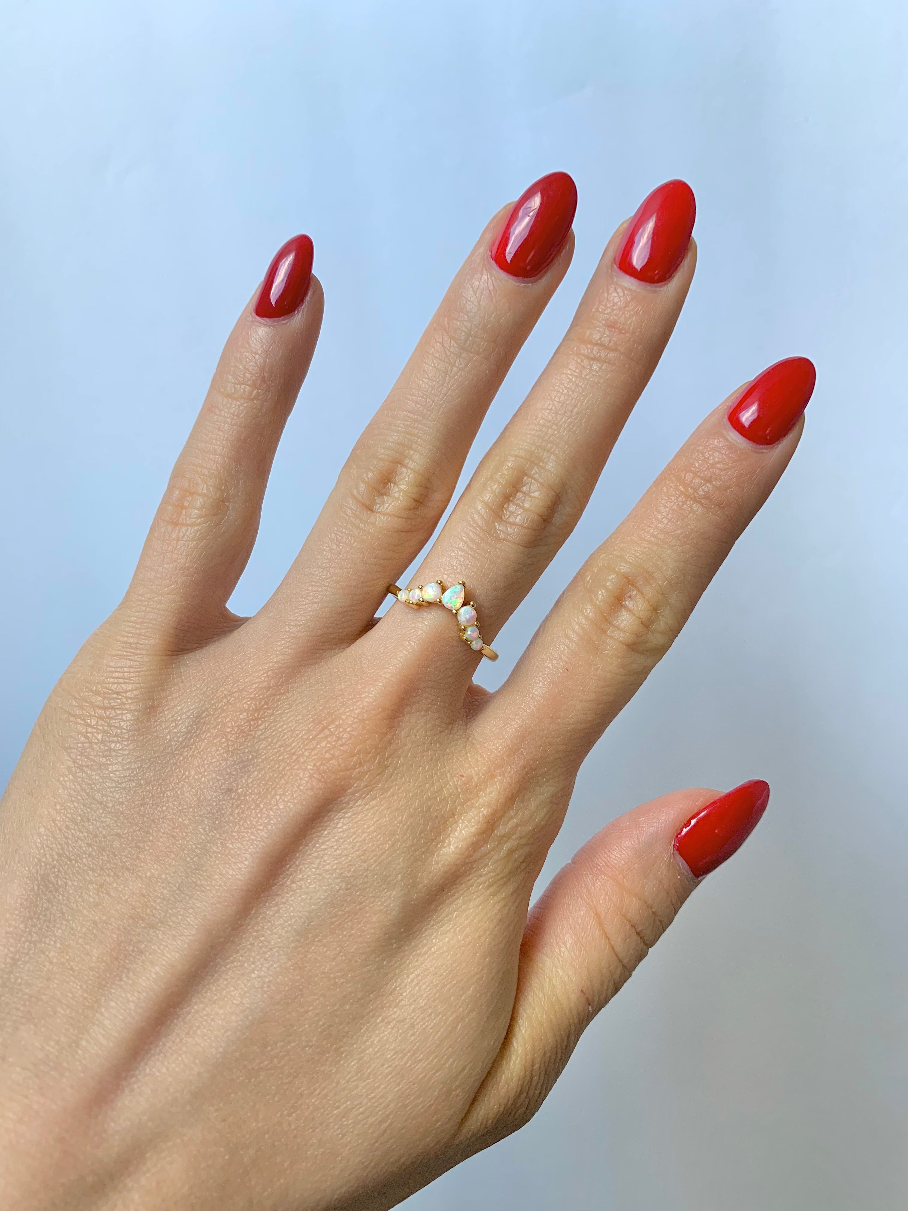 Isa Curved Opal Band Gold