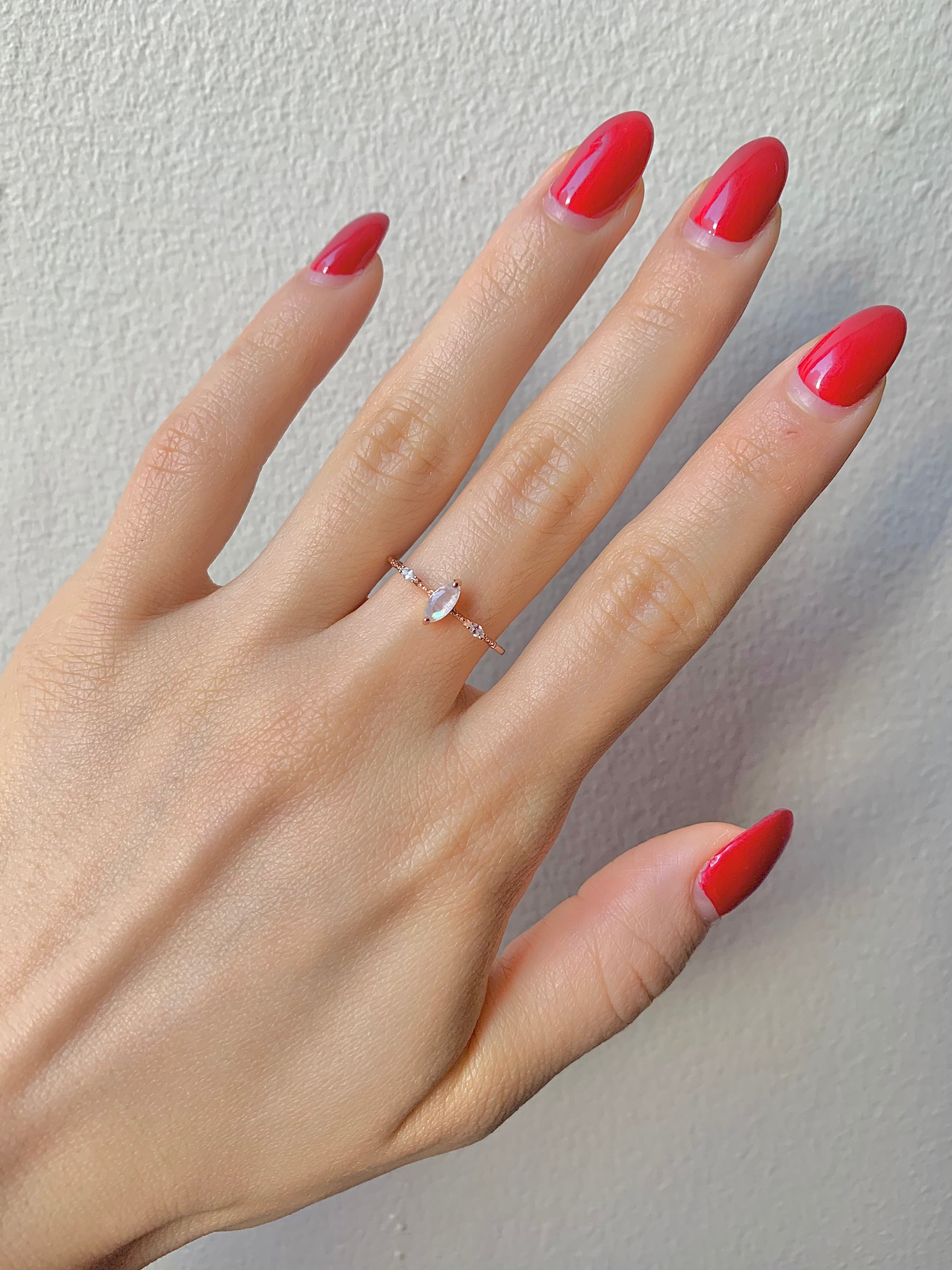 Rose gold crystal ring with marquise-cut gemstone