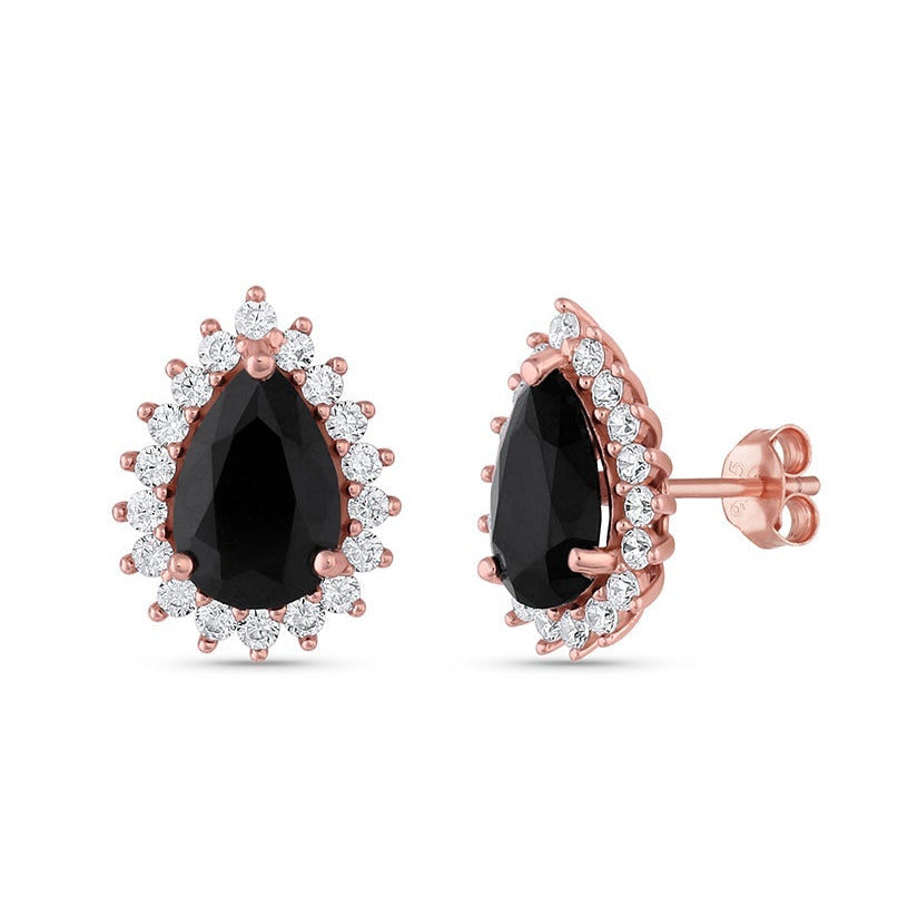 Ina Black Onyx Earrings Rose Gold