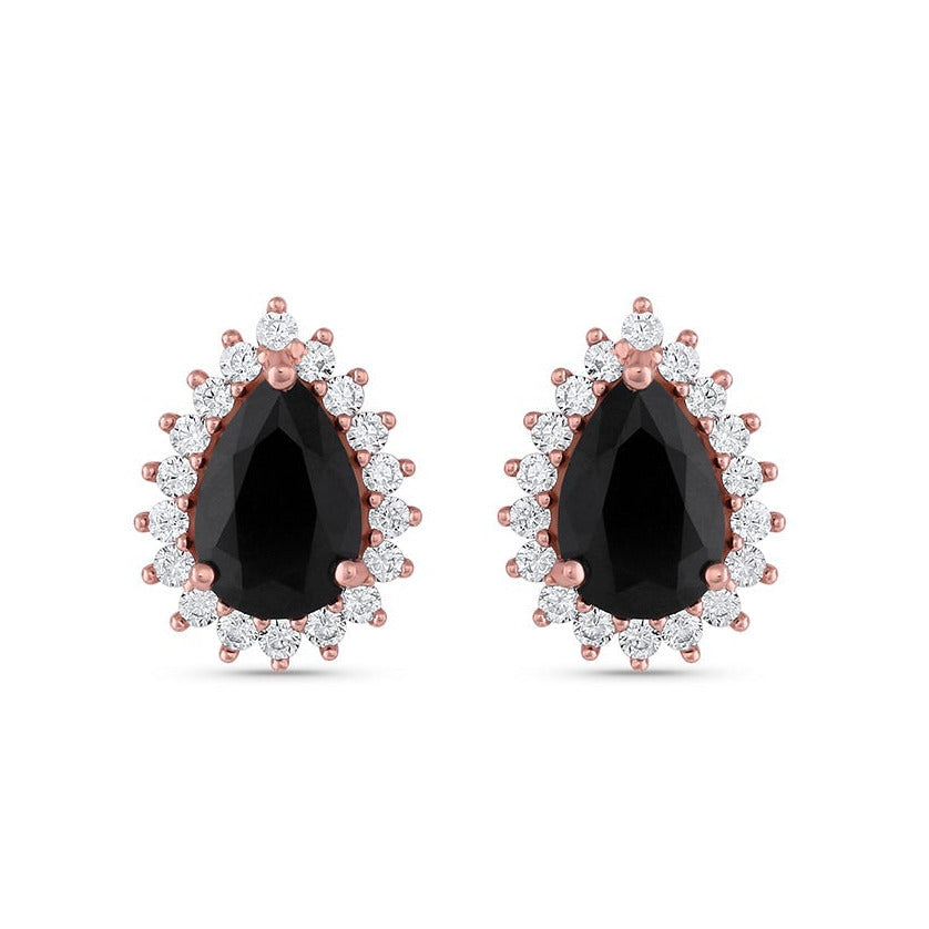 Ina Black Onyx Earrings Rose Gold