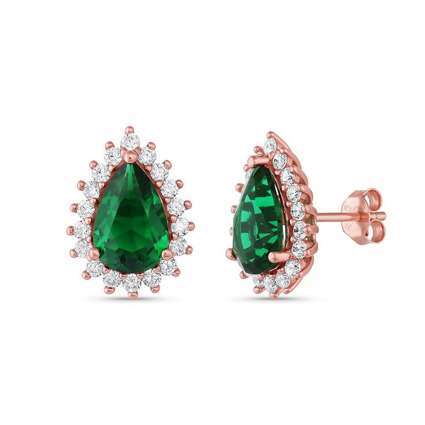Ina Emerald Earrings Rose Gold