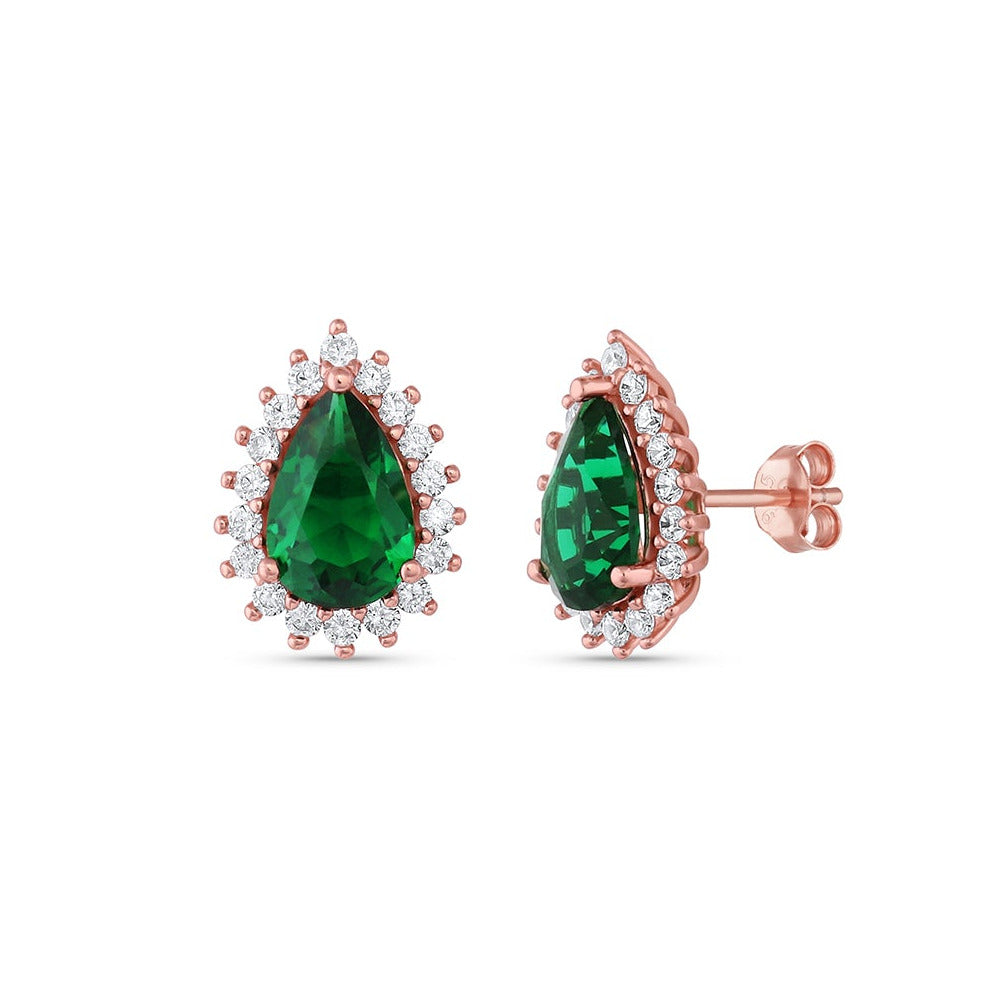Ina Emerald Earrings Rose Gold