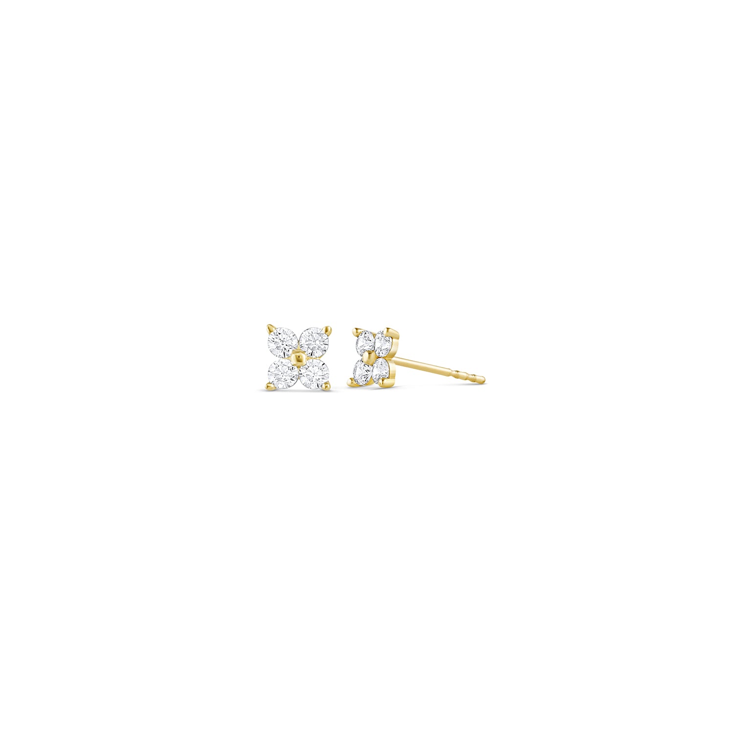 14k solid gold crystal flower earrings with gold petals