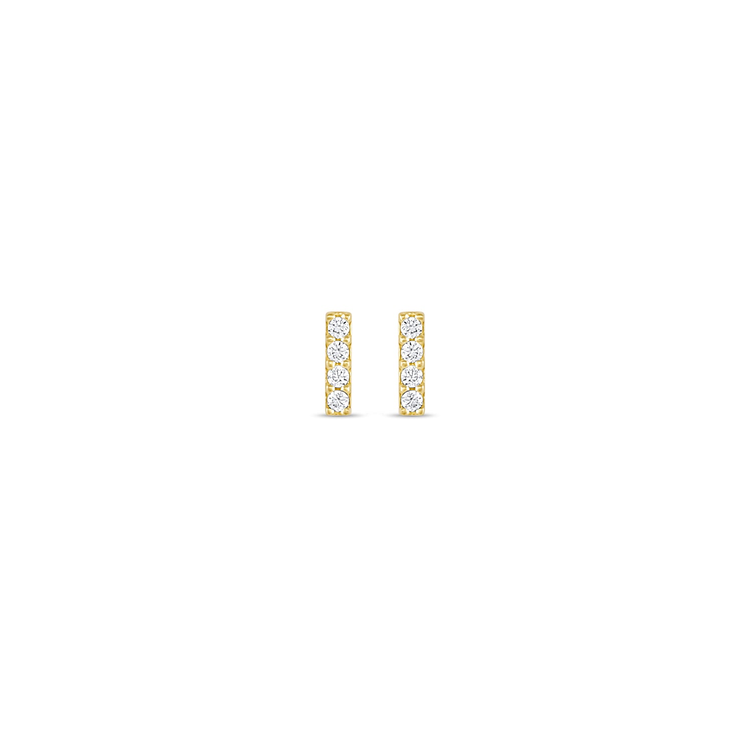 14k gold crystal stick earrings with CZ crystals