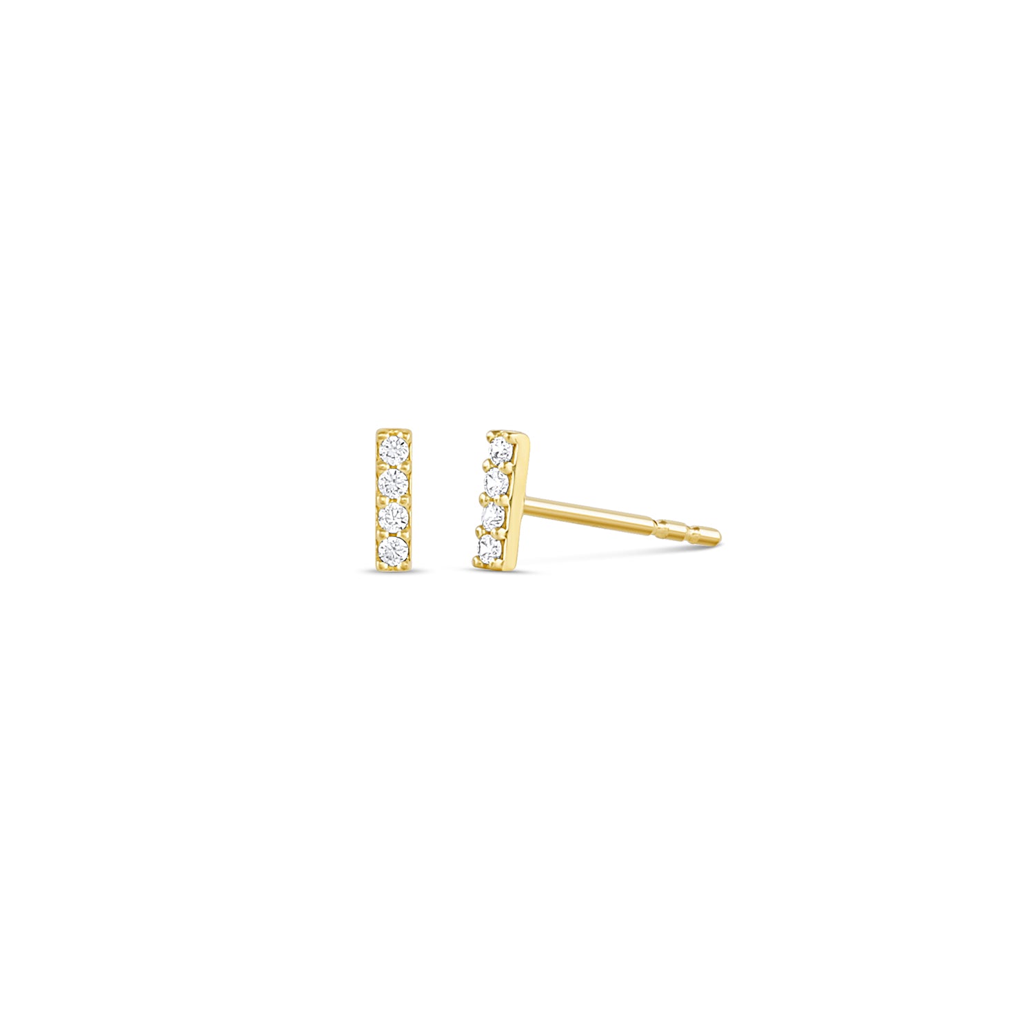 14k gold crystal stick earrings with CZ crystals